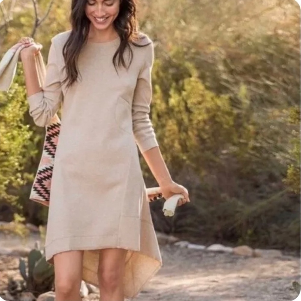Sundance Women's Thea Cream Neutral Waffle Thermal Hi/Low Dress Size L